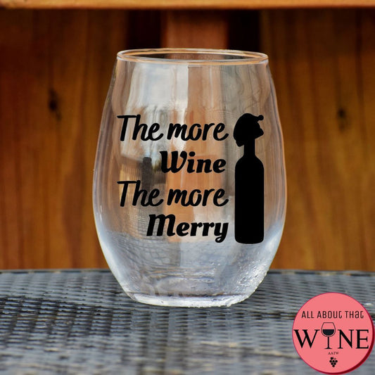 The More Wine The More Merry Stemless Glass    Matt Black