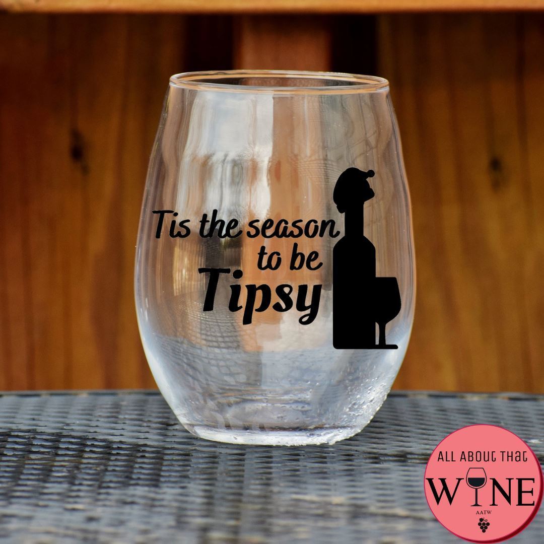 Tis The Season To Be Tipsy Stemless Glass    Matt Black