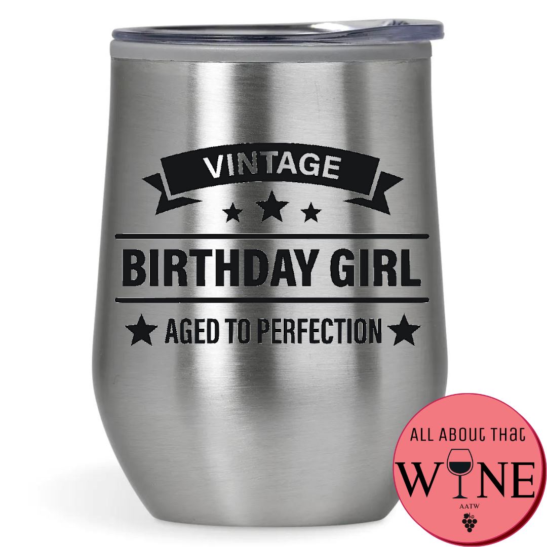 Vintage Birthday Girl Aged To Perfection Double-Wall Tumbler 