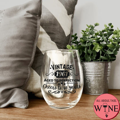 Vintage {Year} Aged To Perfection Cheers To {Age} Years 1 '-Please Select Vinyl Color- 