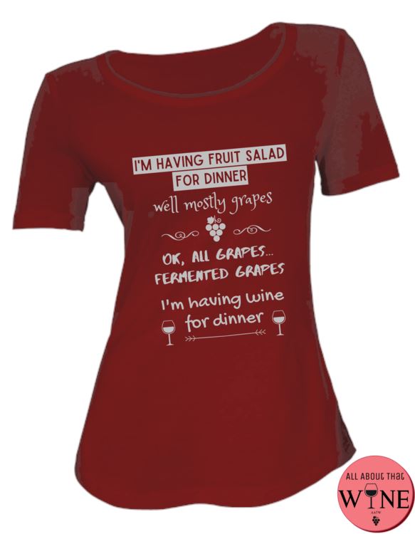 Wine For Dinner - Ladies T-shirt S Deep red with grey