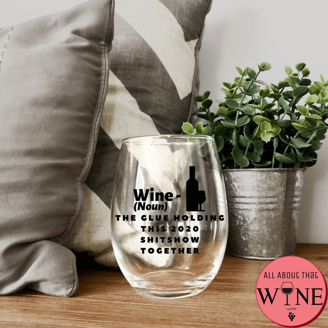Wine (Noun) Stemless Glass Iridescent Rainbow 