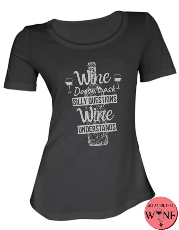 Wine Understands - Ladies T-shirt S Black with grey