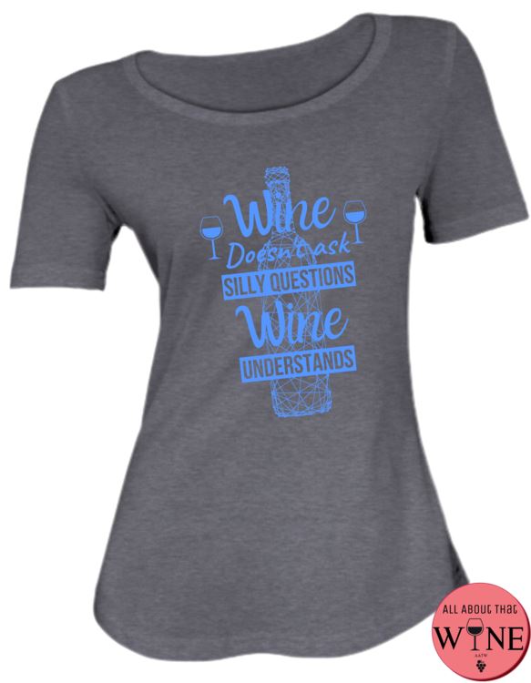 Wine Understands - Ladies T-shirt S Charcoal melange with blue