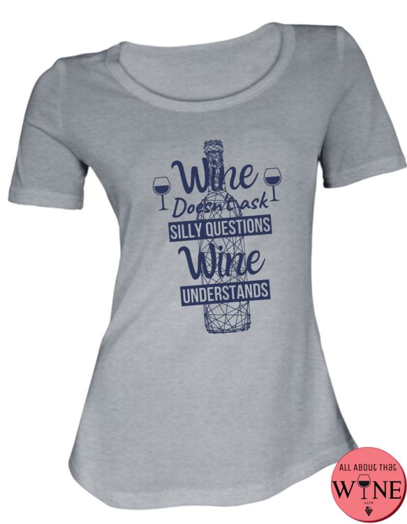 Wine Understands - Ladies T-shirt S Grey melange with blue