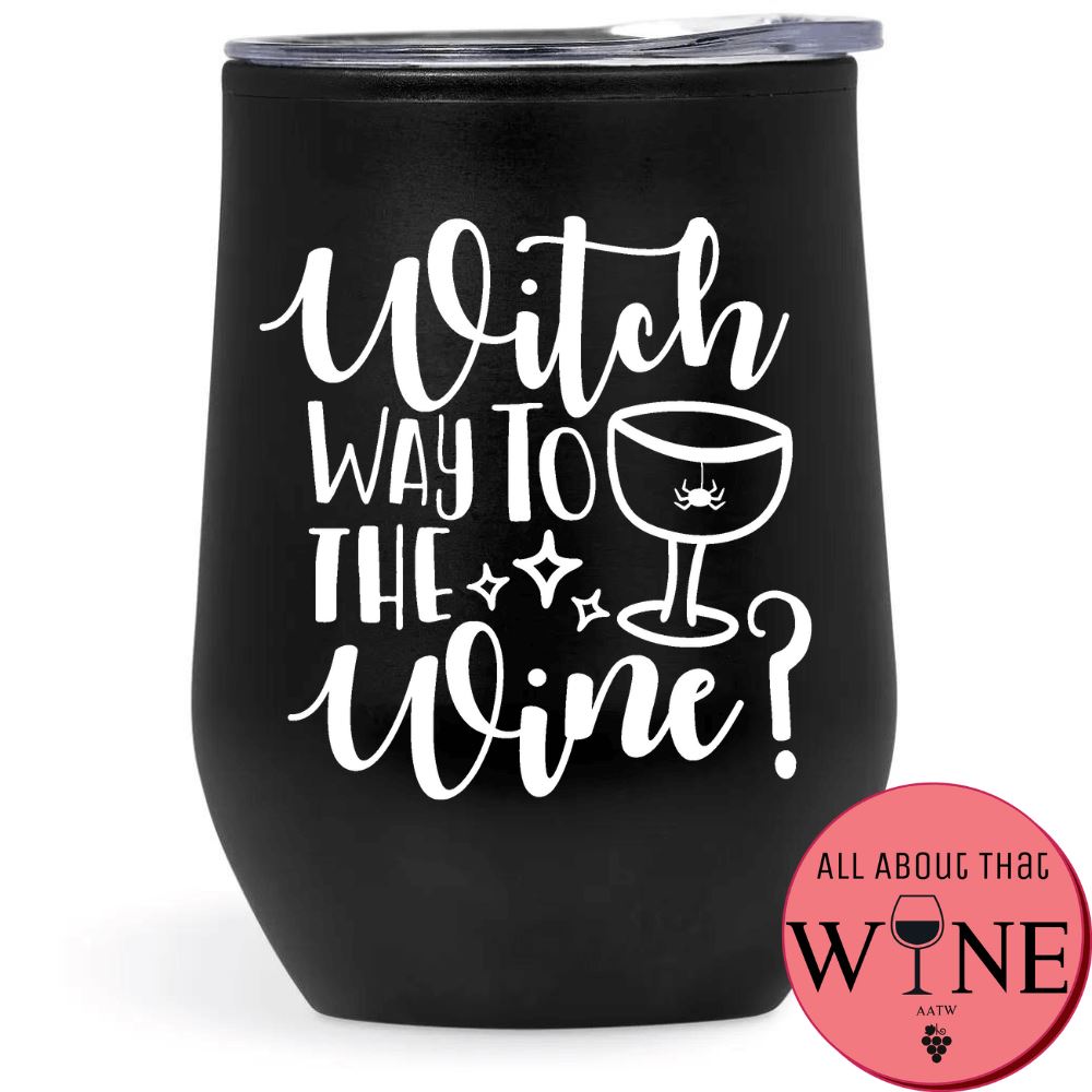 Witch Way To The Wine Double-Wall Tumbler Black Tumbler White